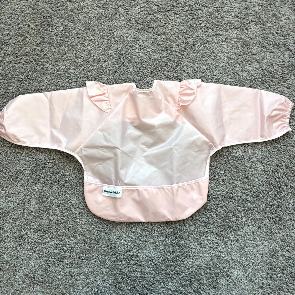 Tiny Twinkle Baby Feeding Smock Bib Pink Long Sleeve Waterproof 6-24 Months